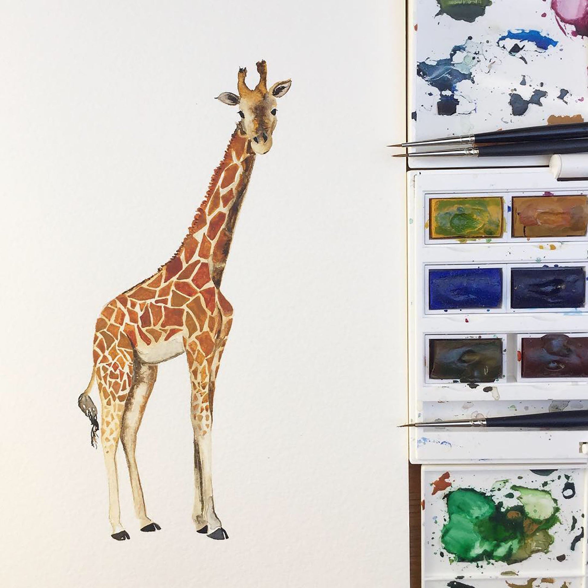 Safari Animals Hand-Designed Children's Wallpaper - Blue, Cream and Grey Colour Options