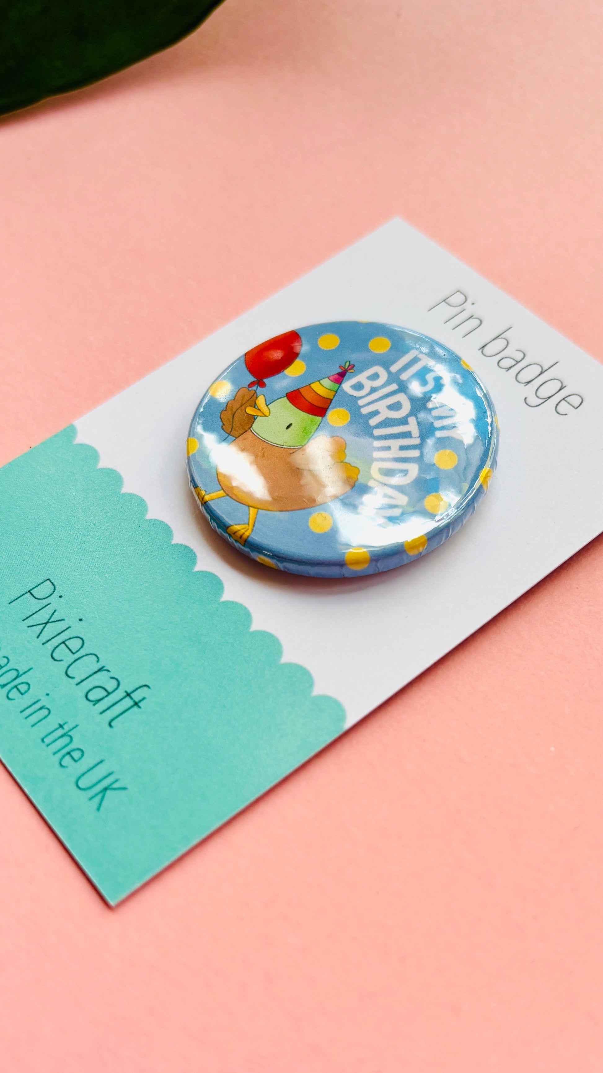 Cute Duck Birthday Badge- Handmade Birthday Pin