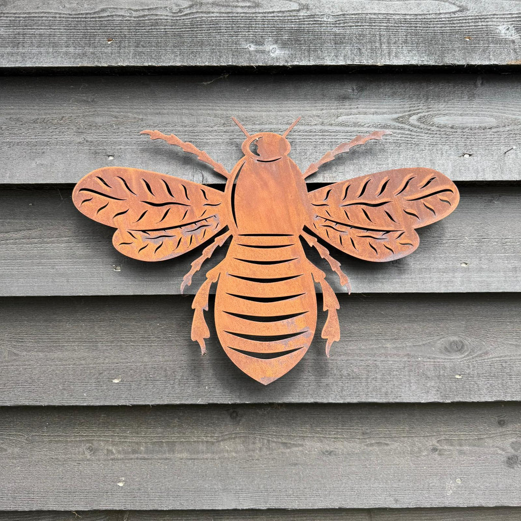 Large Rusty Metal Bee Plaque Wall Art