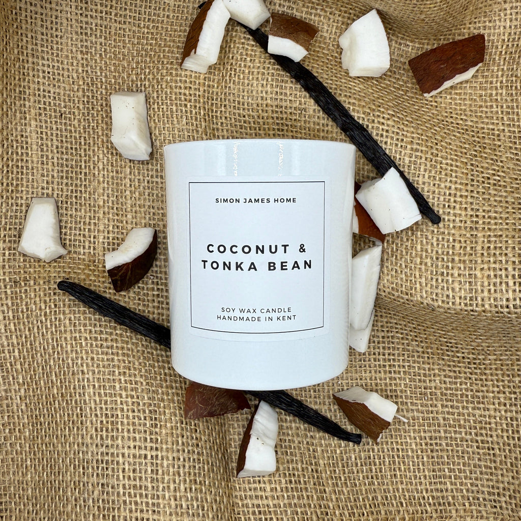 Coconut & Tonka Bean Handmade Soy Wax Candle - Luxurious Coconut Candle