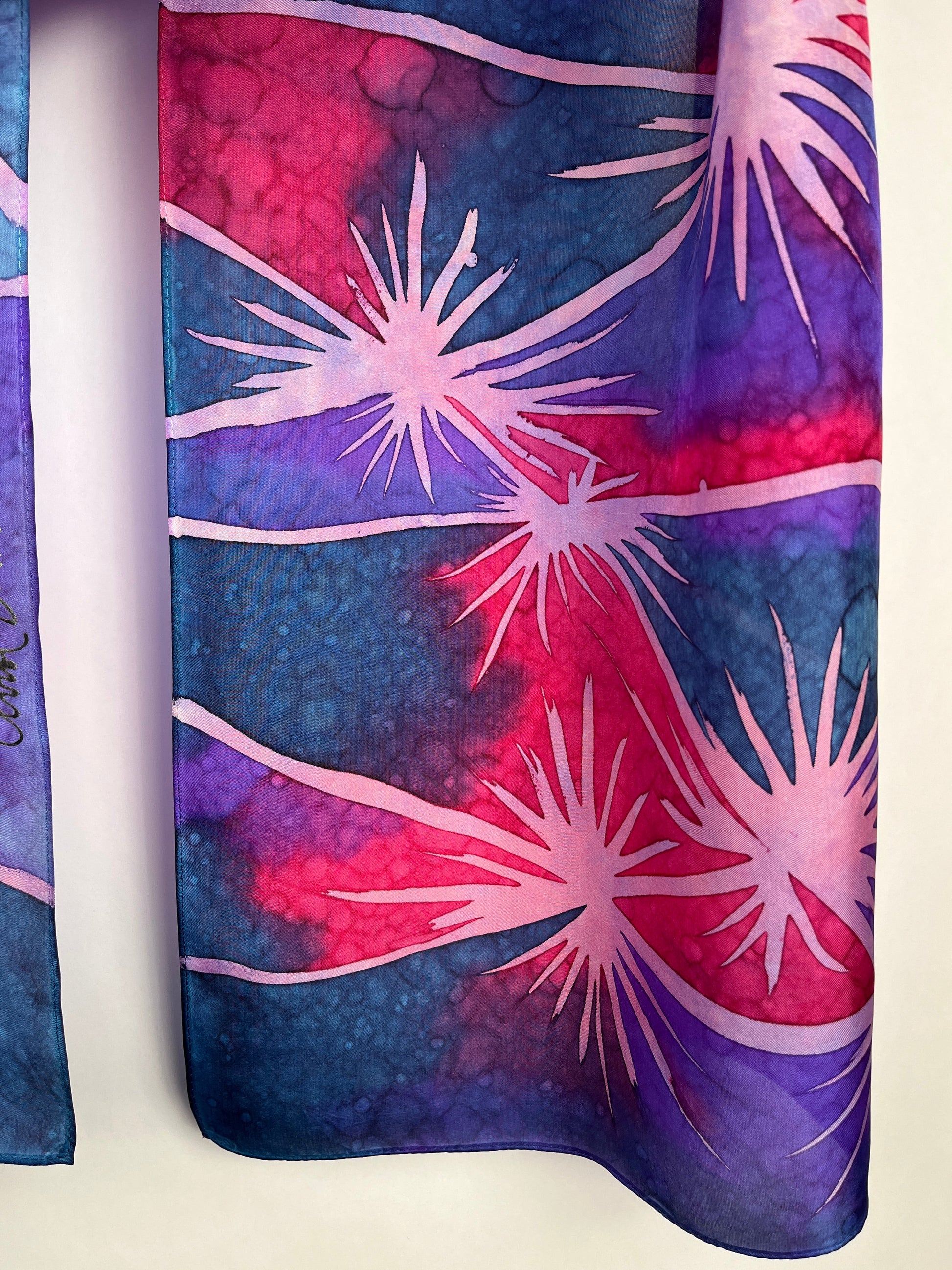 “Sparklers” - Hand-dyed Silk Scarf - $130