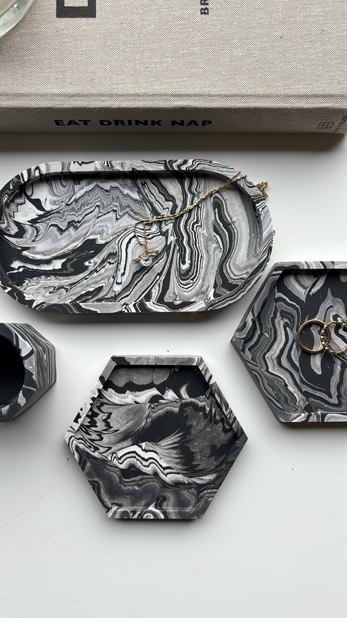 4 Piece Trinket Set - Marble