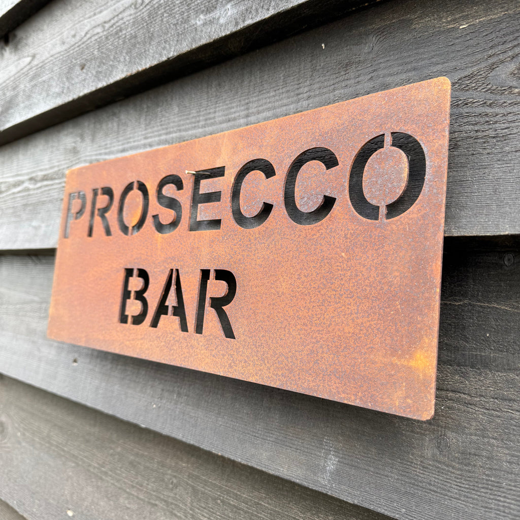 Rustic Metal Prosecco Bar Sign