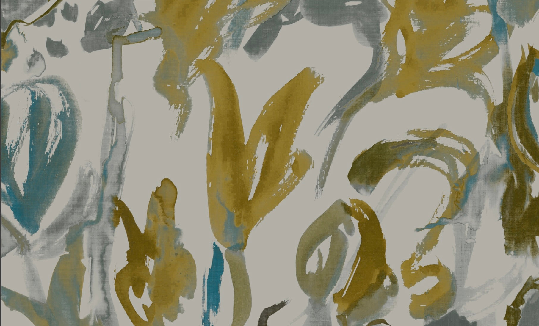 Watercolour Floral Wallpaper - Grey + Ochre
