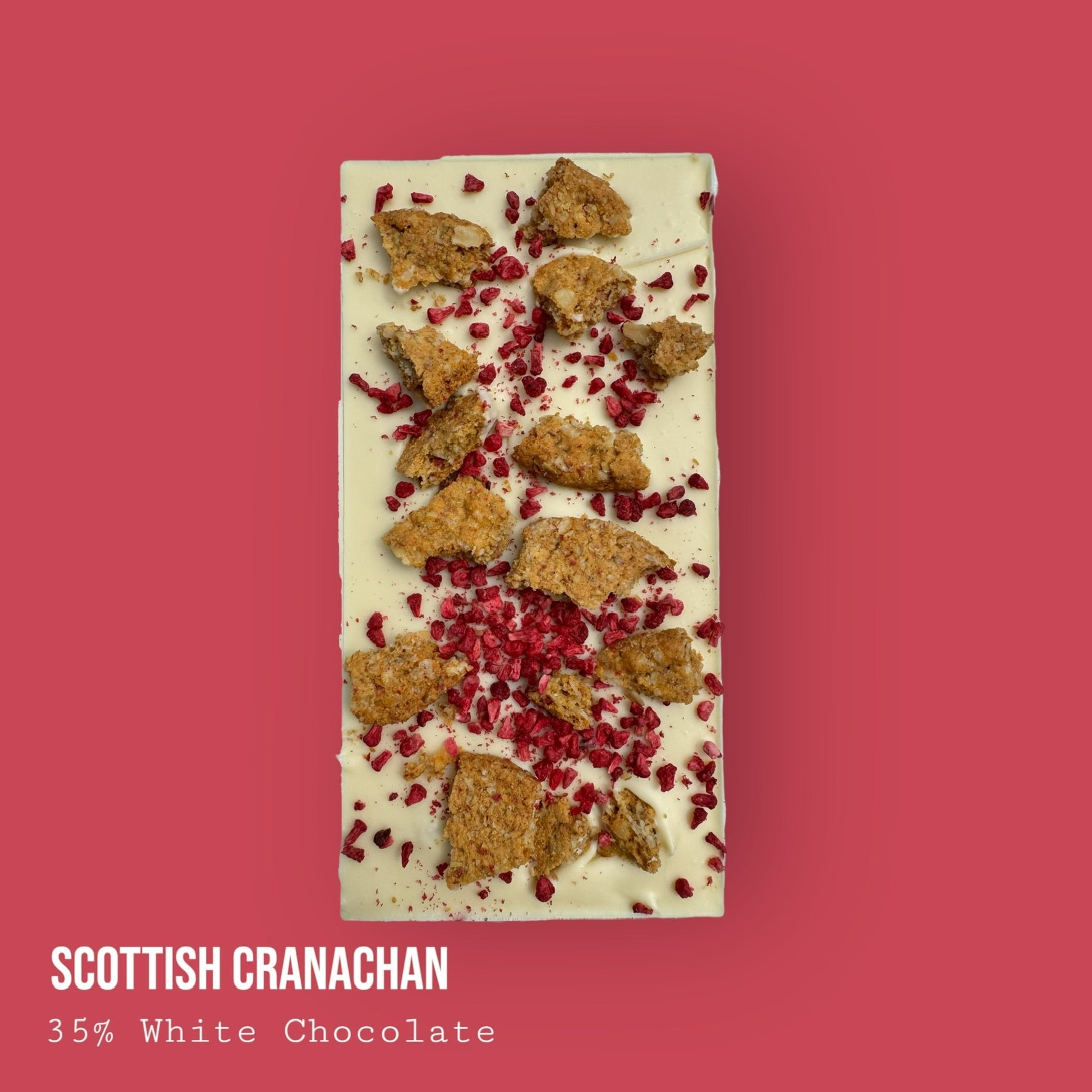 Raspberry and Single Malt Whisky Honey Cream Dessert Bar with Oat Biscuit and White Chocolate