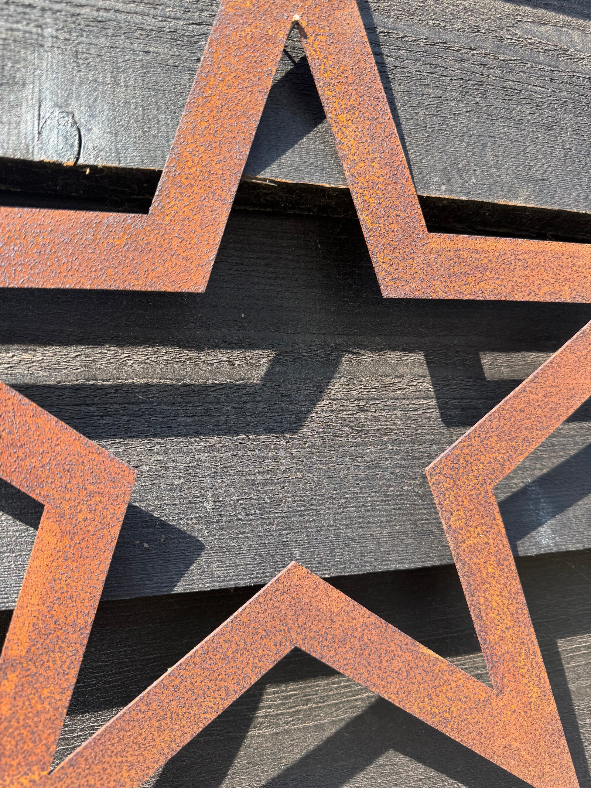 Set of 3 Rusty Metal Stars, Decorations For The Home And Garden.