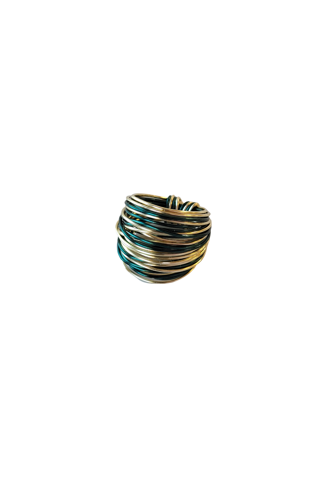 Green and Gold Wire Wrap Ring