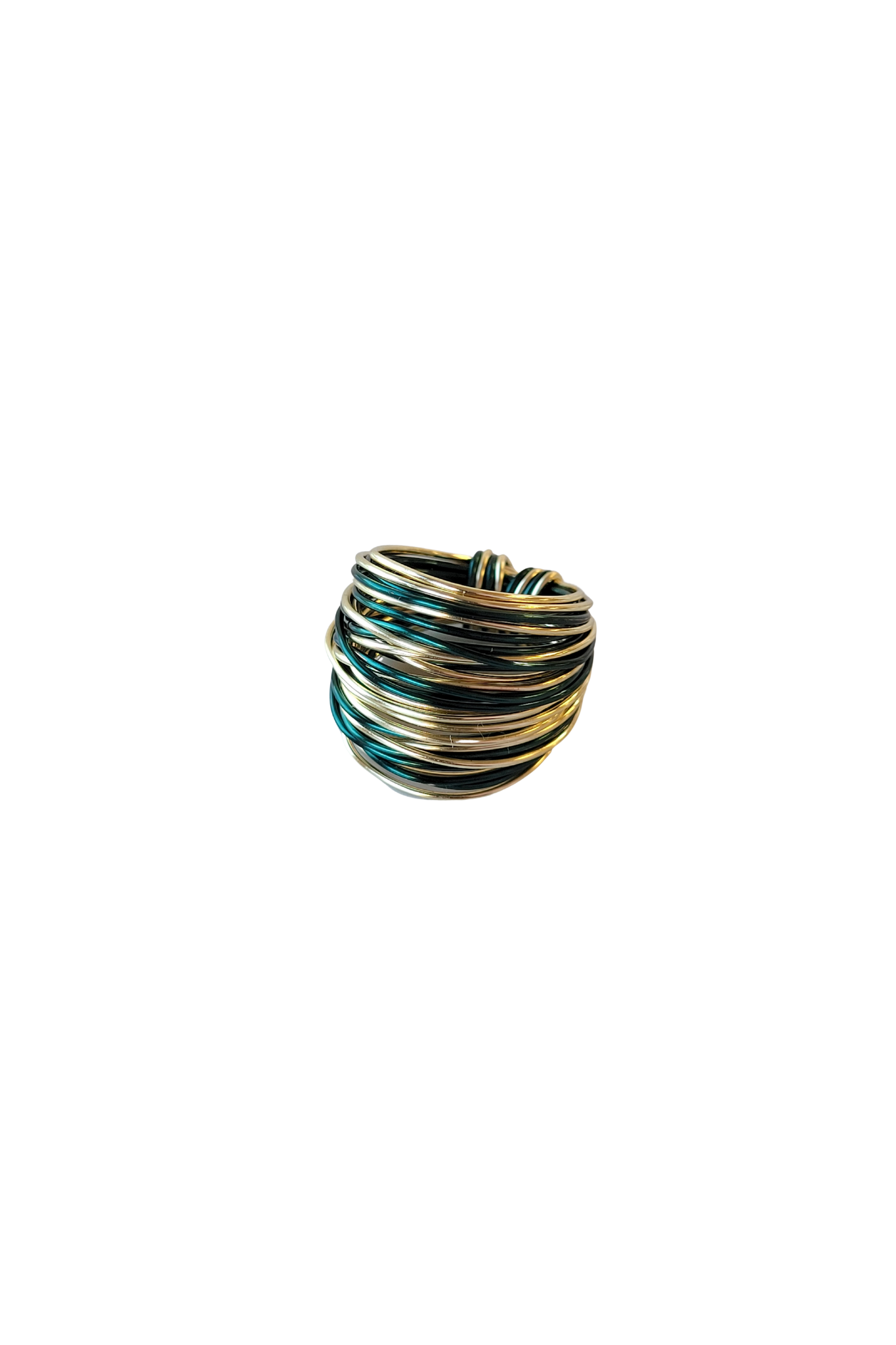 Green and Gold Wire Wrap Ring