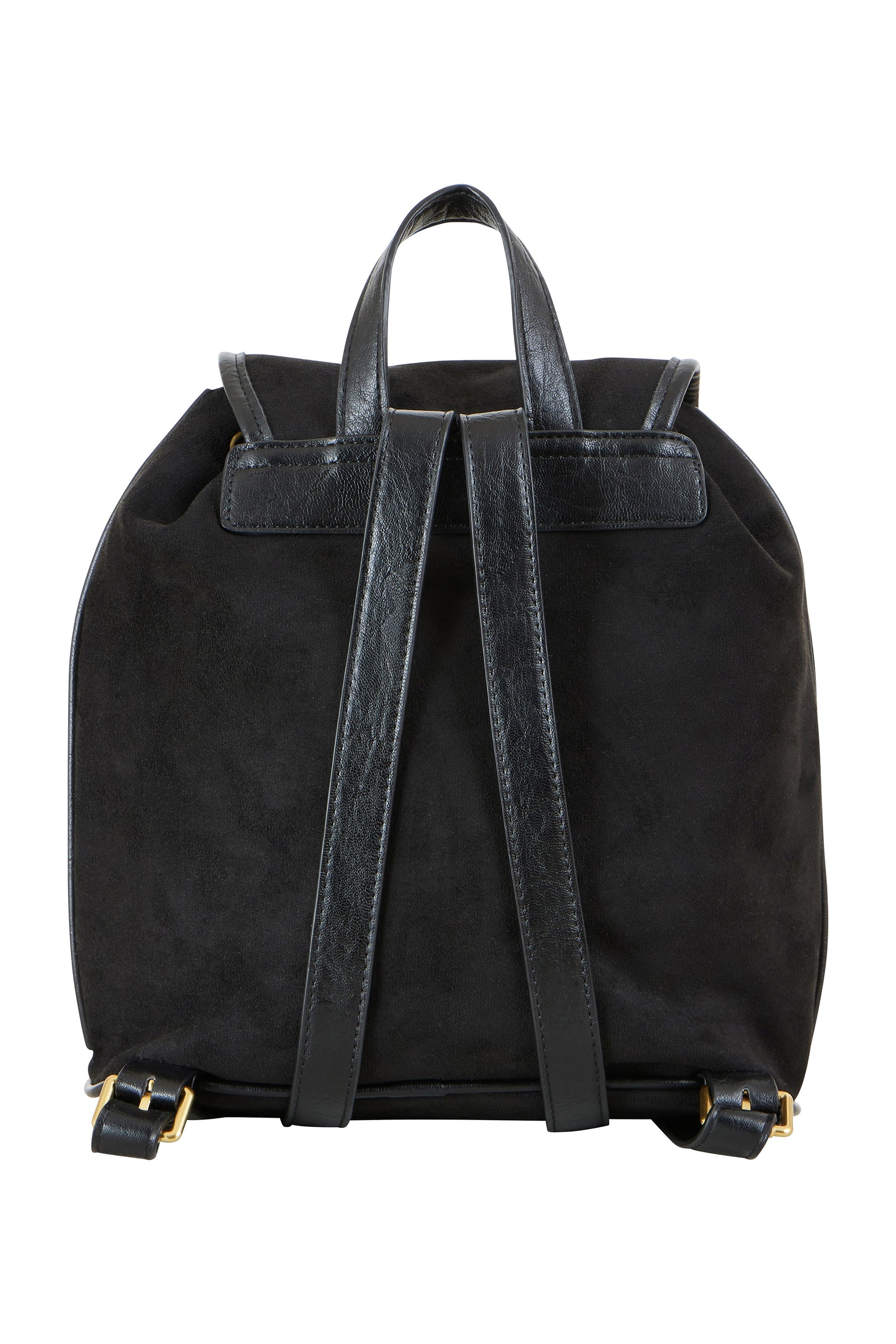 Yumi Black Faux Suede Pocket Rucksack