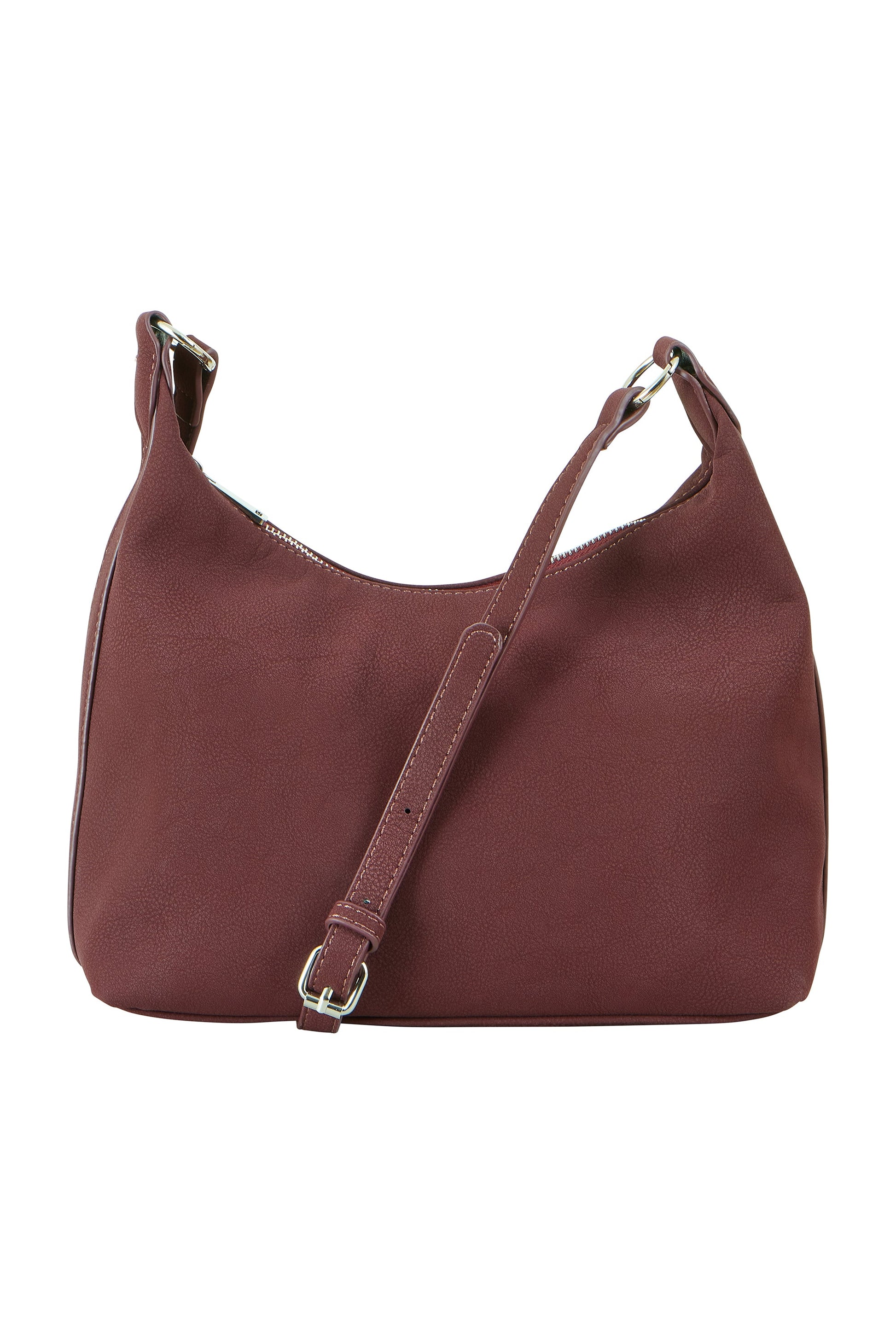 Yumi Burgundy Shoulder Bag With Buckle Strap