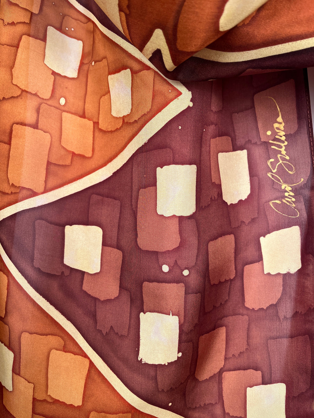 “Lucky Gold Strike” - Hand-dyed Silk Scarf - $130