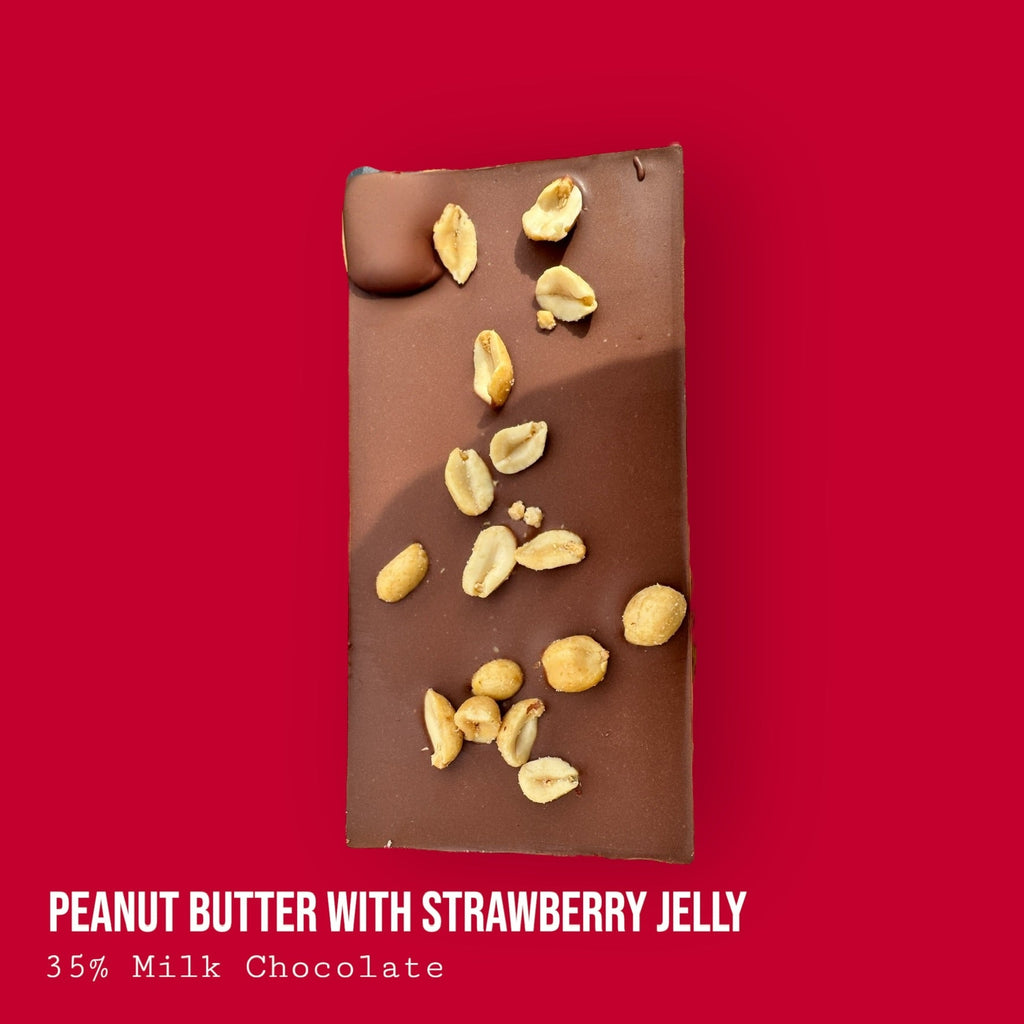 Crunchy Peanut Butter with Strawberry Jelly Topped with Salted Peanuts in Milk Chocolate 230g