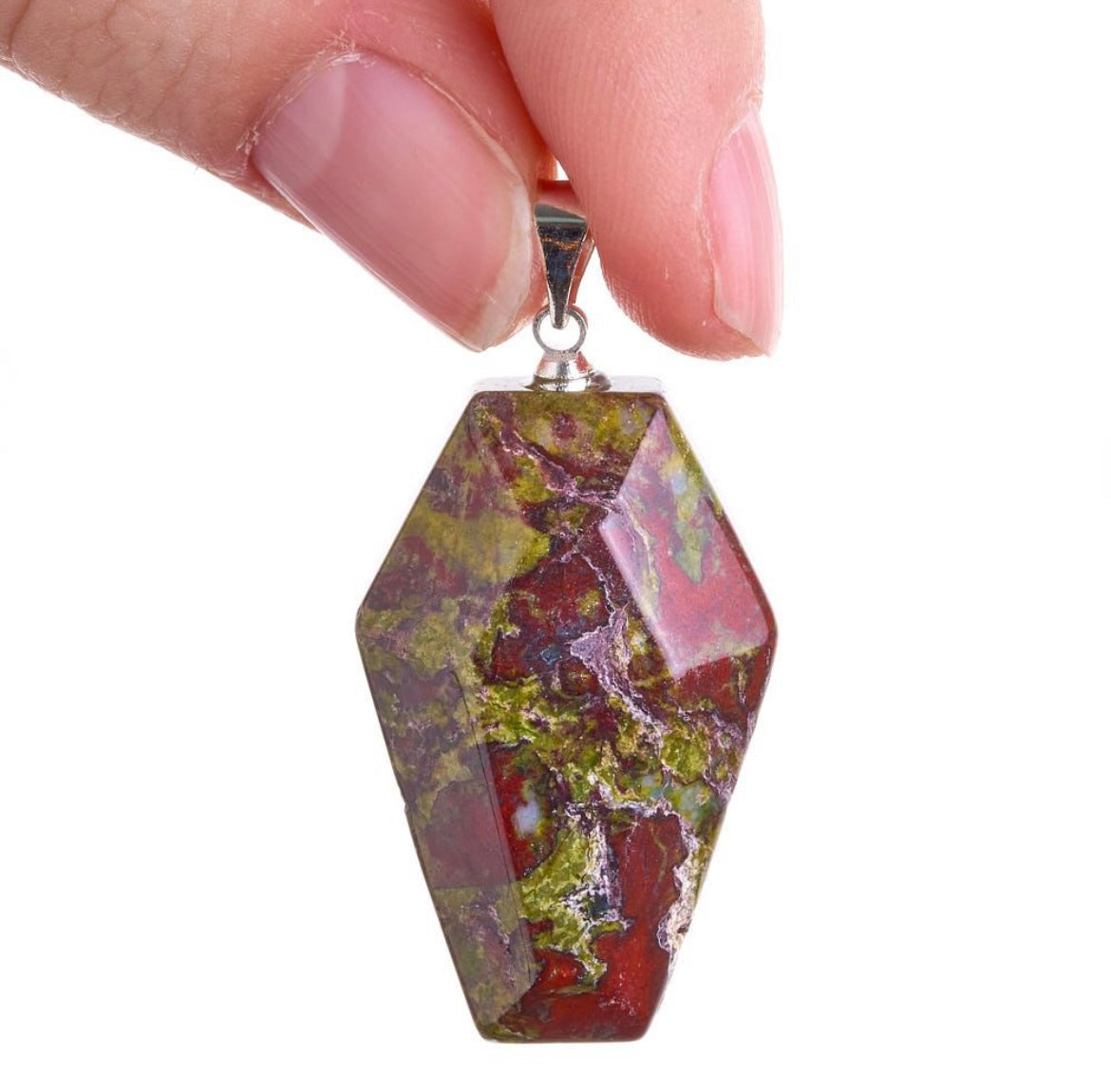 Dragon Stone Casket Necklace 20 Inch Silver Plated Chain