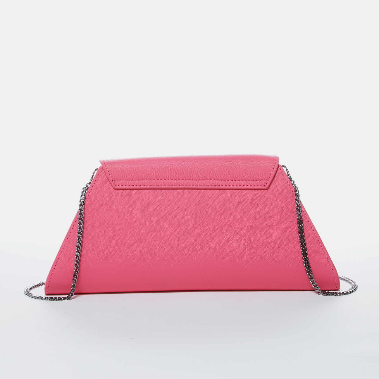 Hot Pink Leather Clutch Bag Crossbody Evening Purse