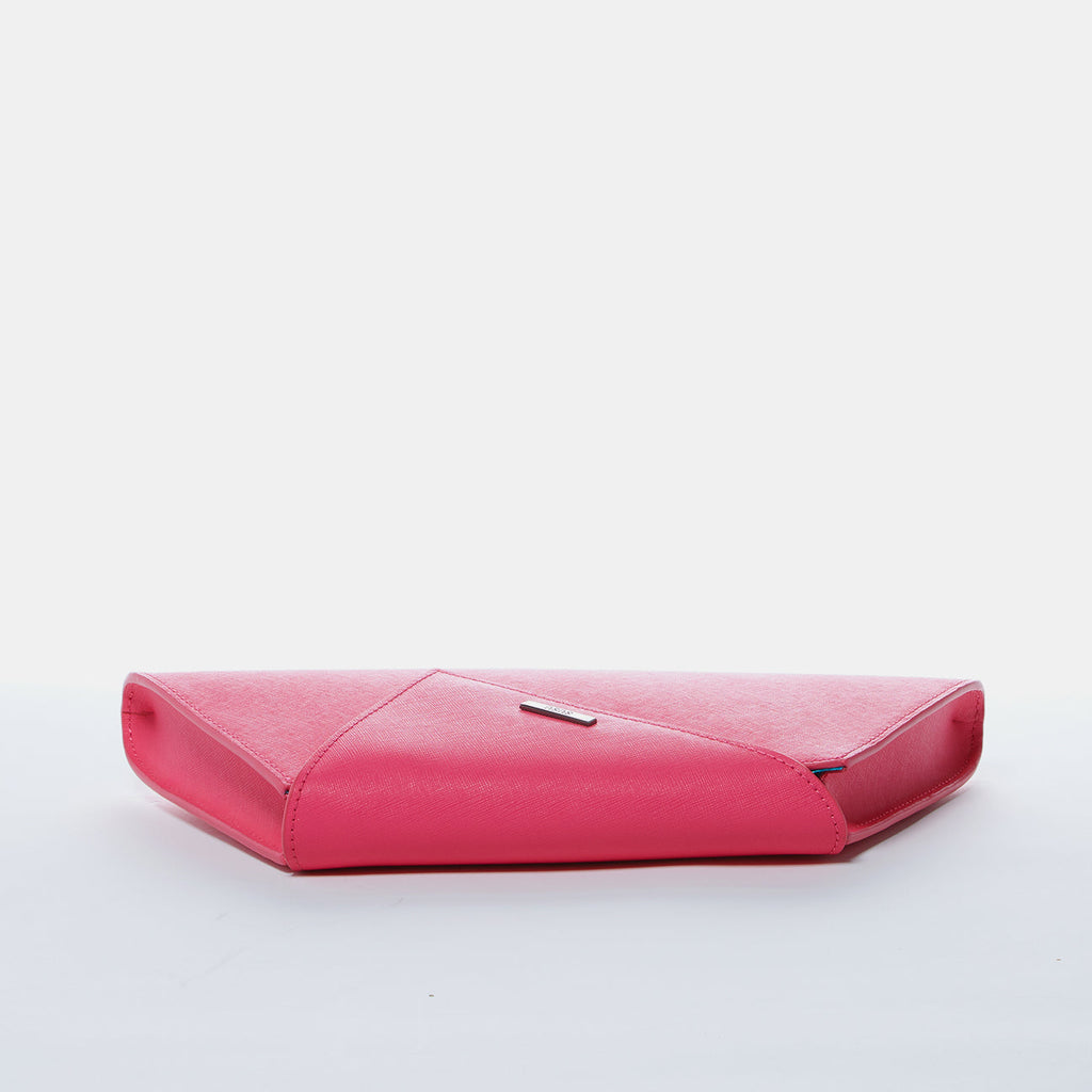 Hot Pink Leather Clutch Bag Crossbody Evening Purse
