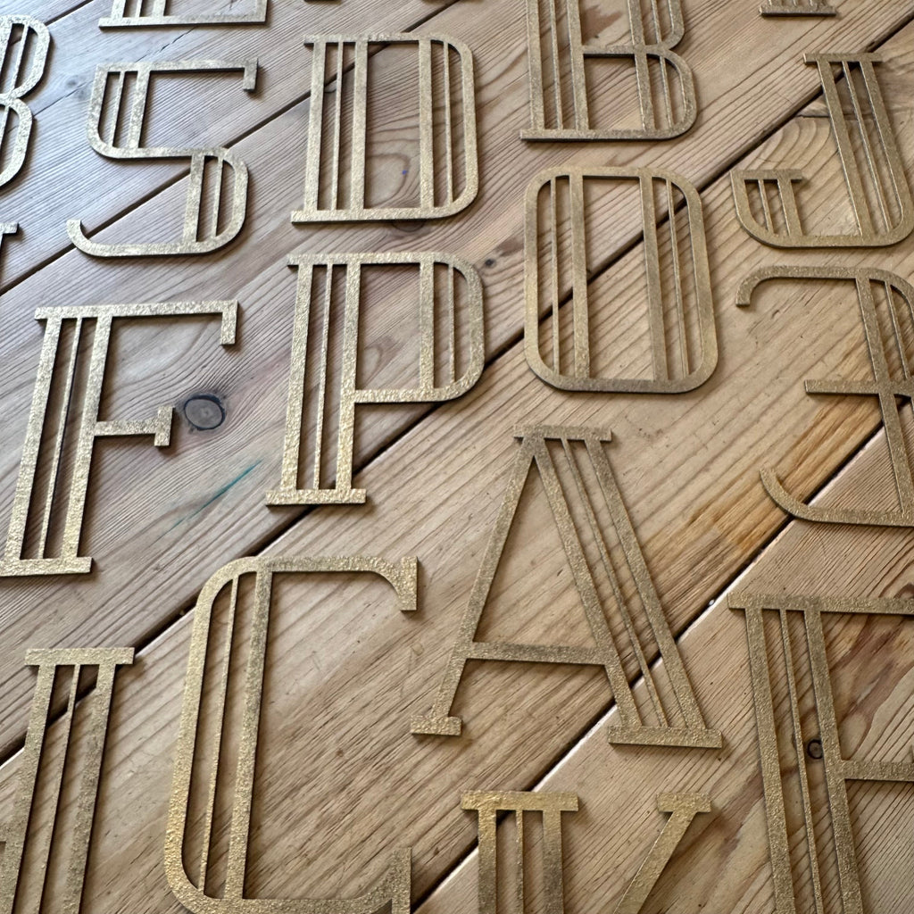 Gold Distressed 5" or 12" Art Deco Lettering A-Z 0-9