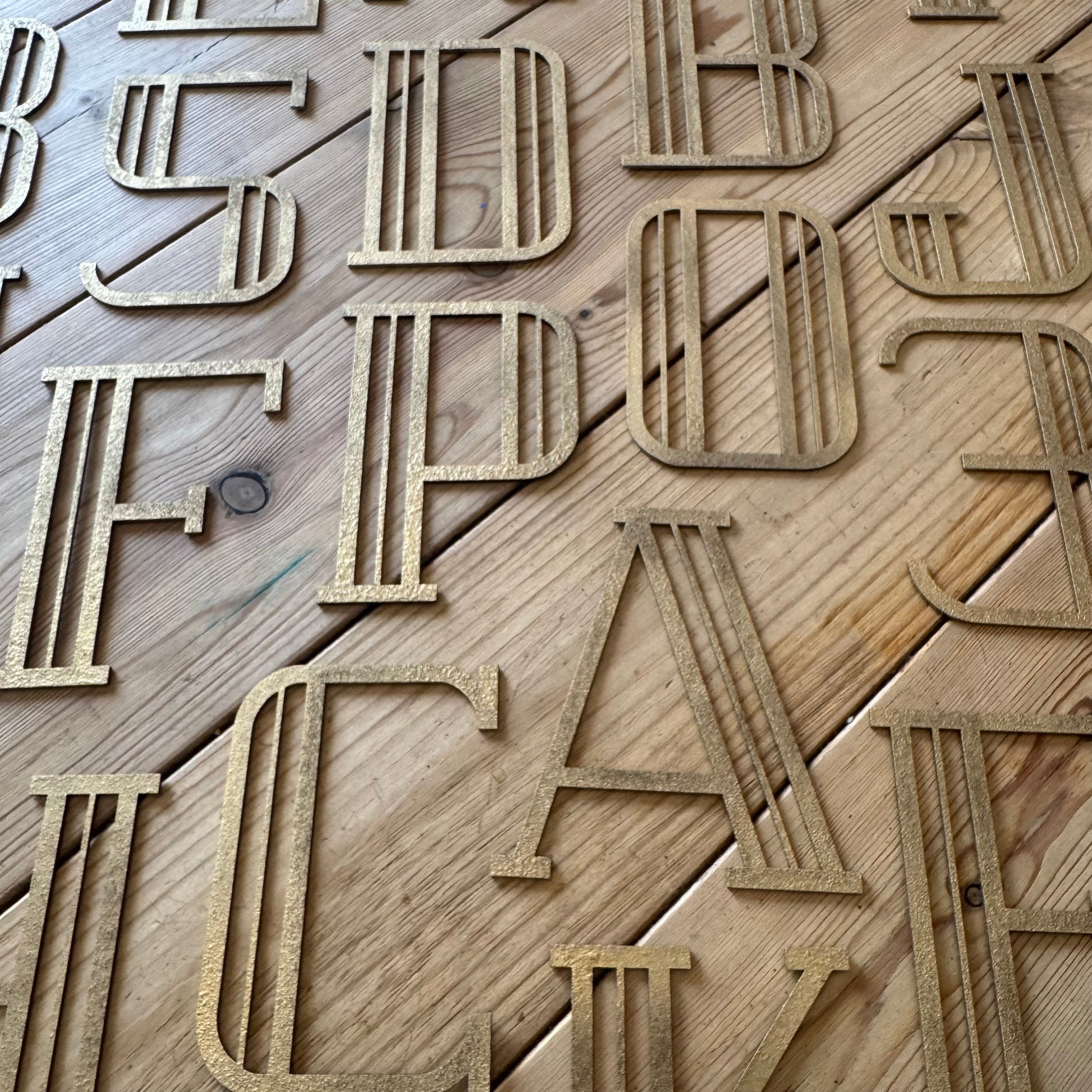 Gold Distressed 5" or 12" Art Deco Lettering A-Z 0-9