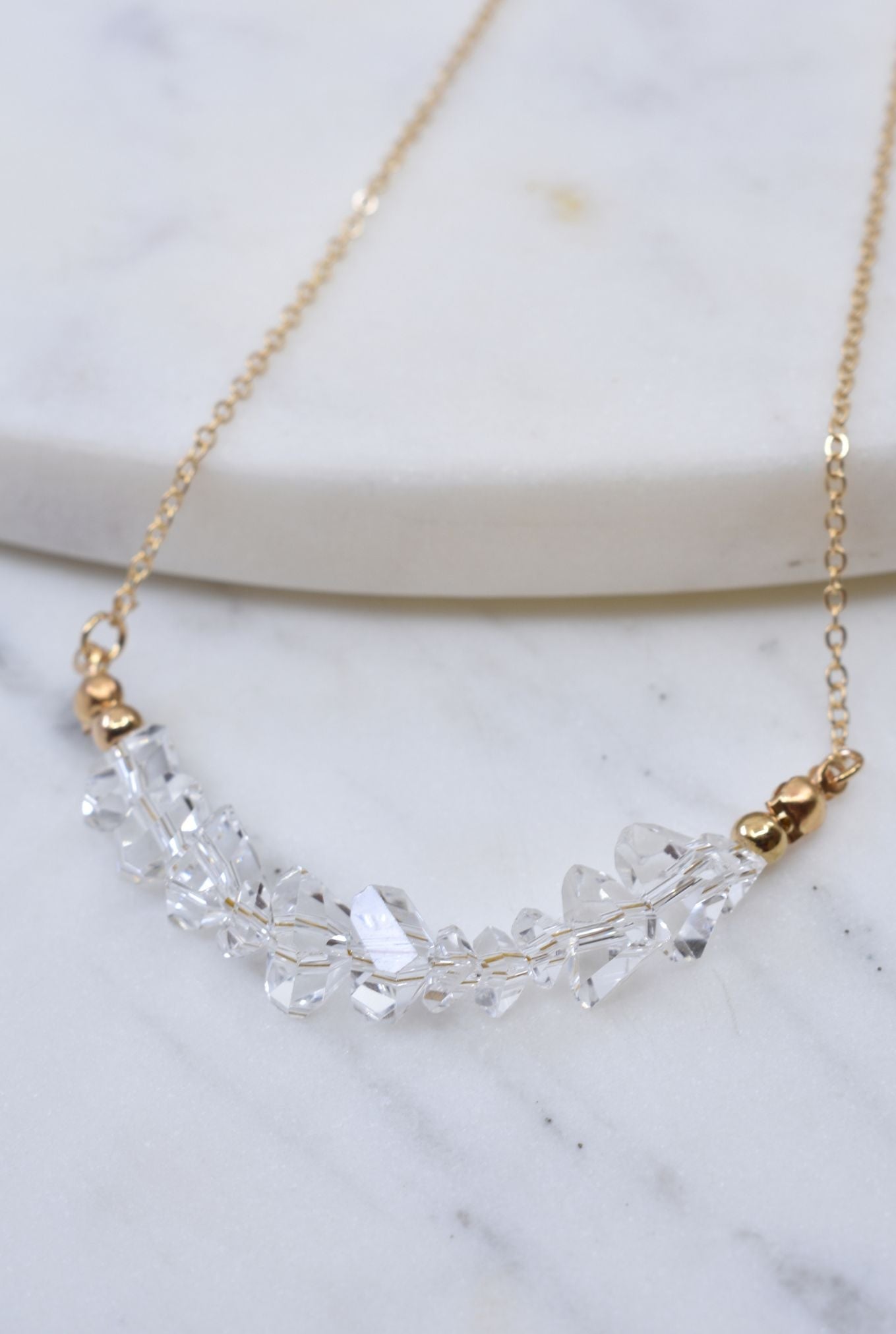 Crystal Bar Necklace in Gold