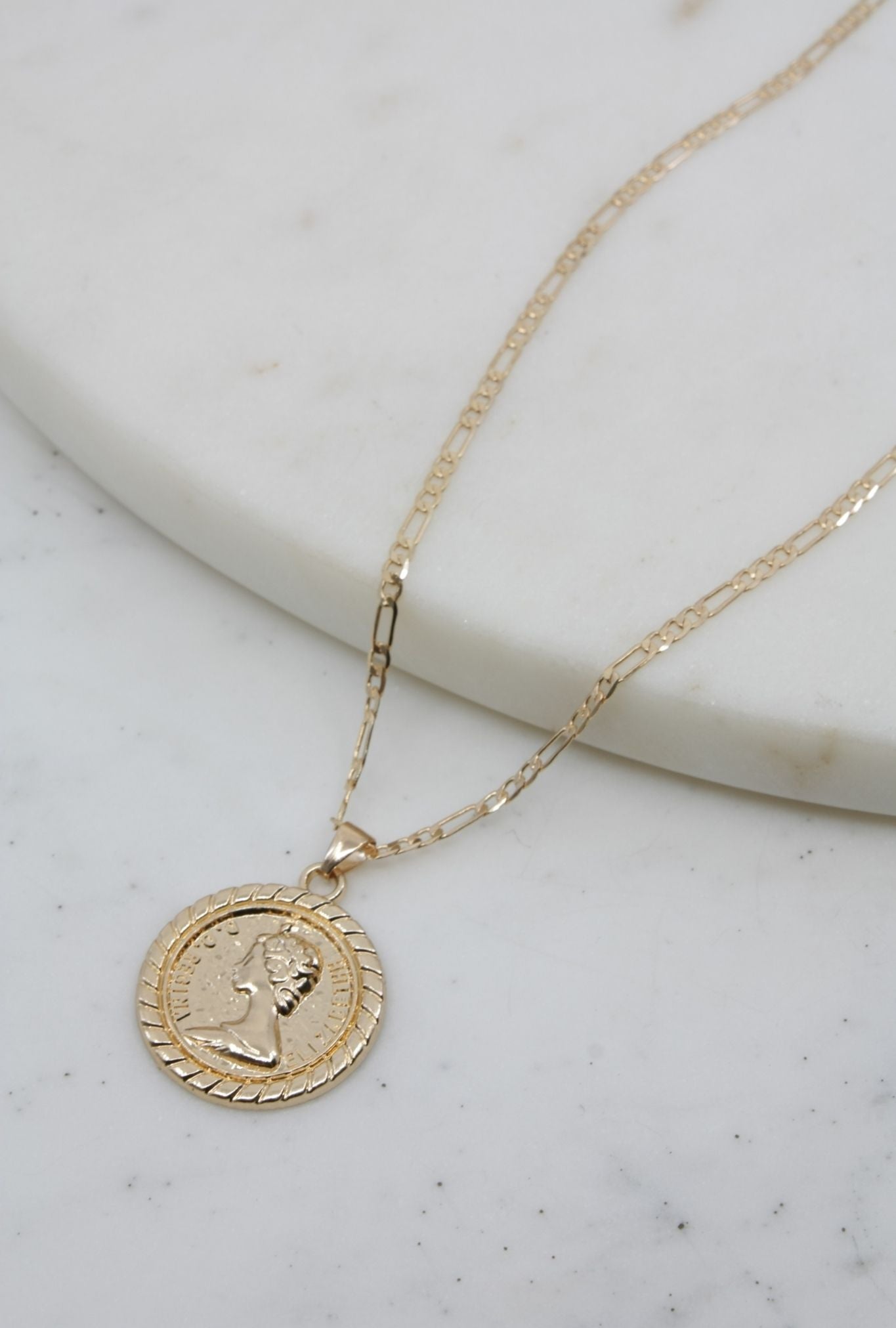 Gold Goddess Coin Pendant Necklace