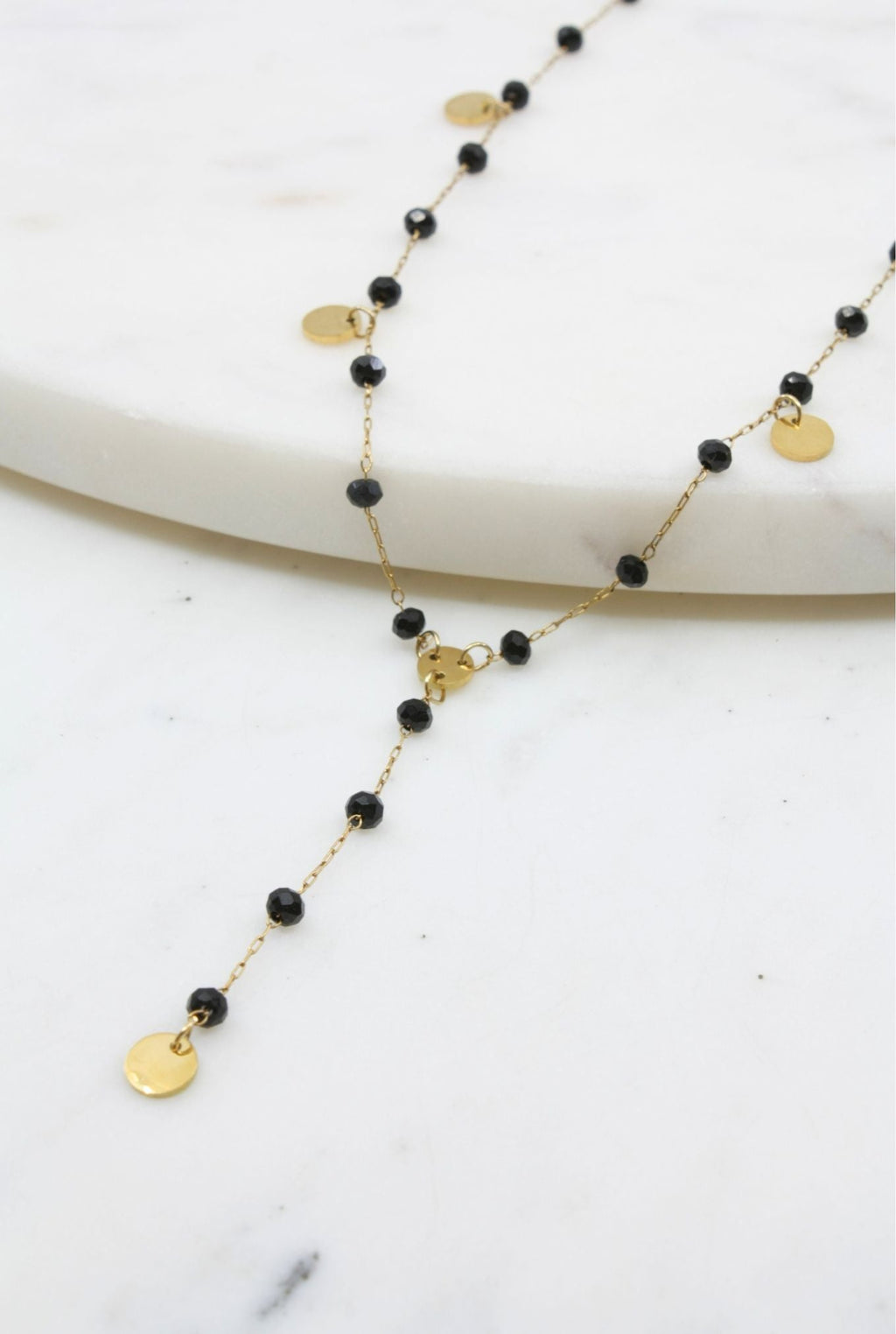 Gold and Black Crystal Drop Necklace