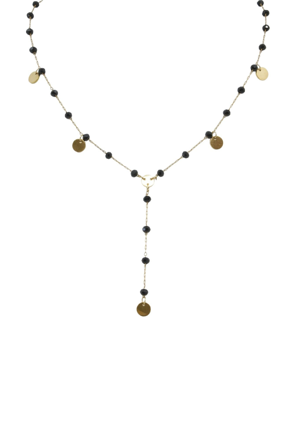 Gold and Black Crystal Drop Necklace