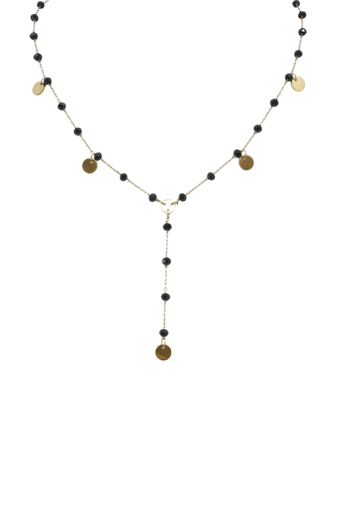 Gold and Black Crystal Drop Necklace