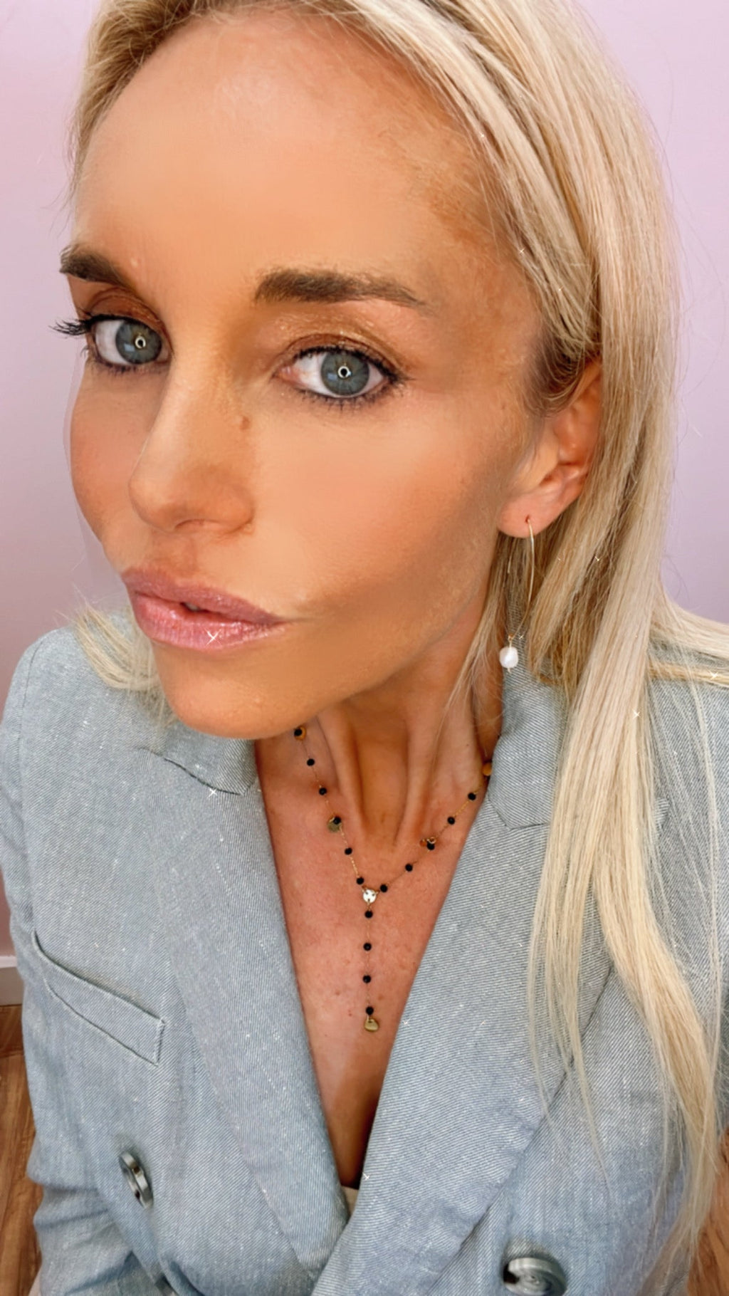 Gold and Black Crystal Drop Necklace