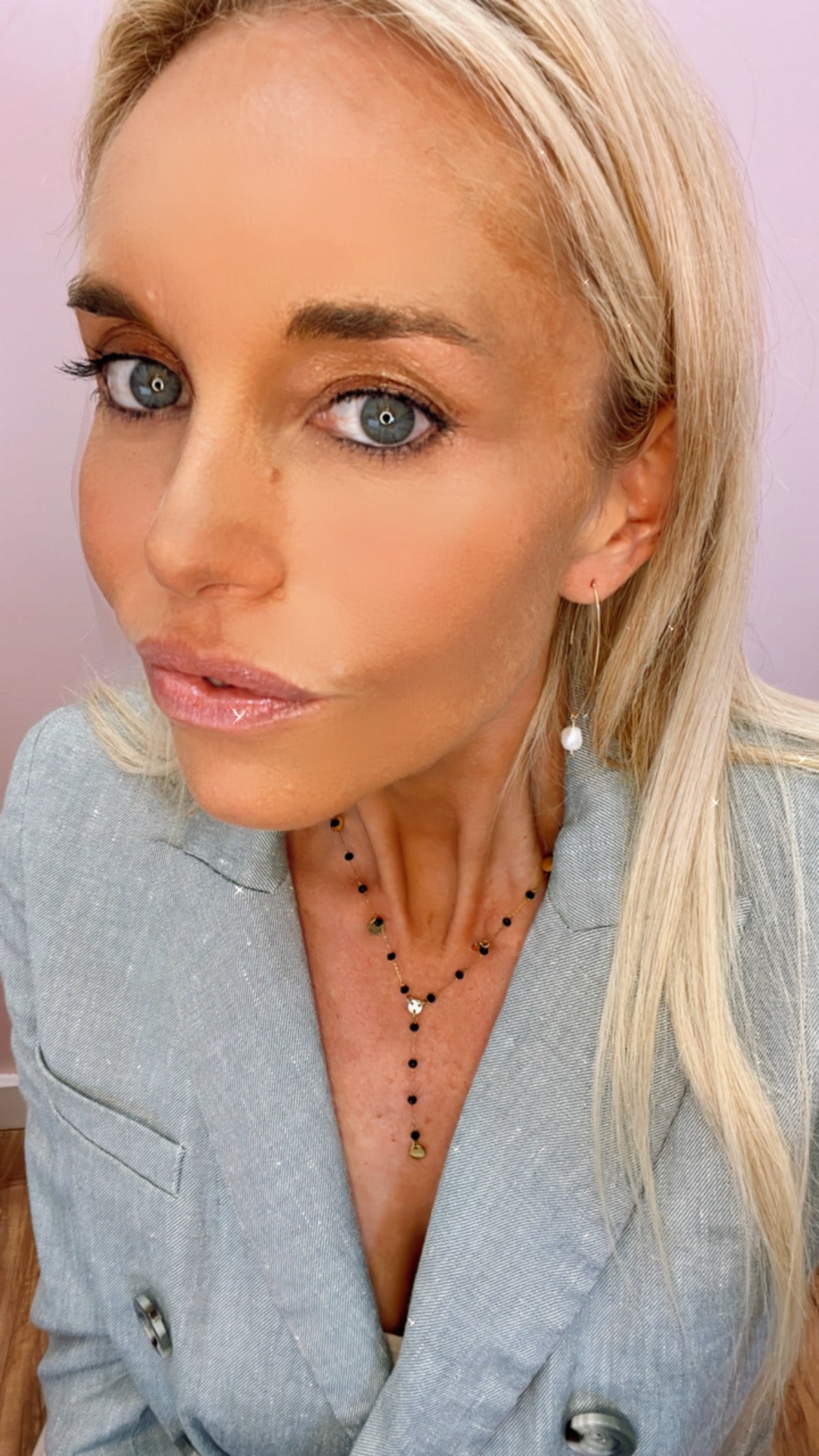 Gold and Black Crystal Drop Necklace