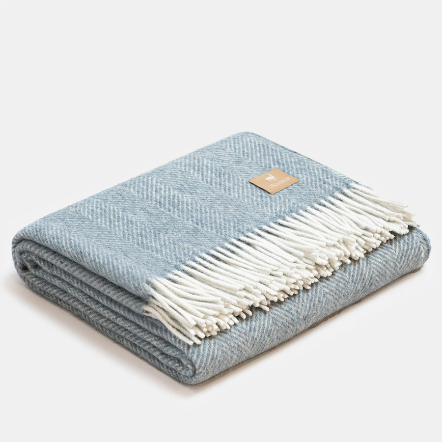 Natural Alpaca Wool Throw - Classic Fishbone