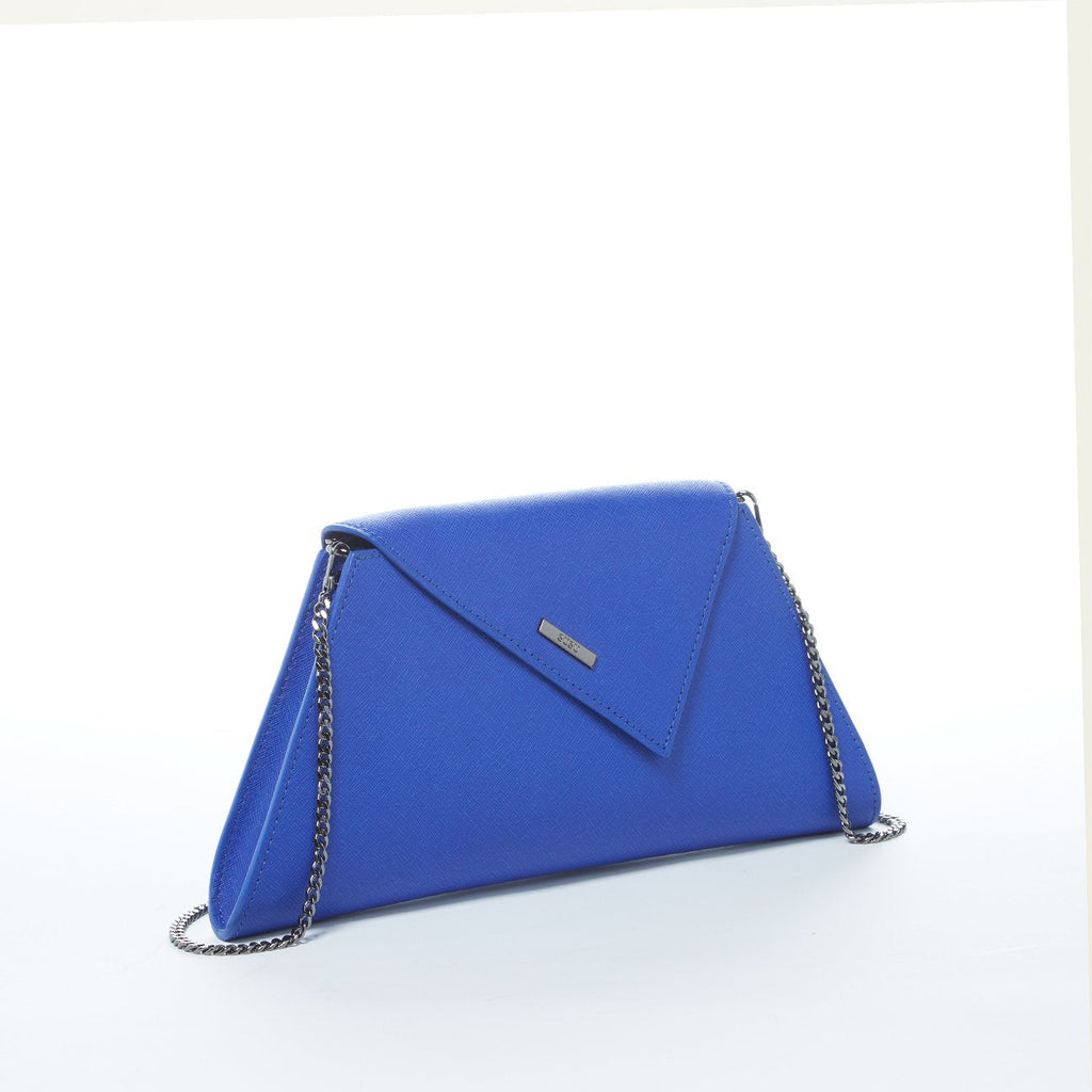 Cobalt Blue Leather Clutch Bag for Evening Wear