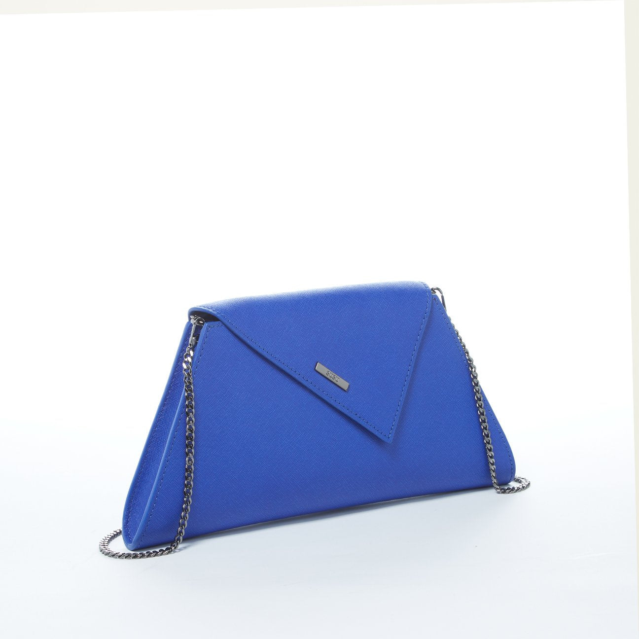 Cobalt Blue Leather Clutch Bag for Evening Wear