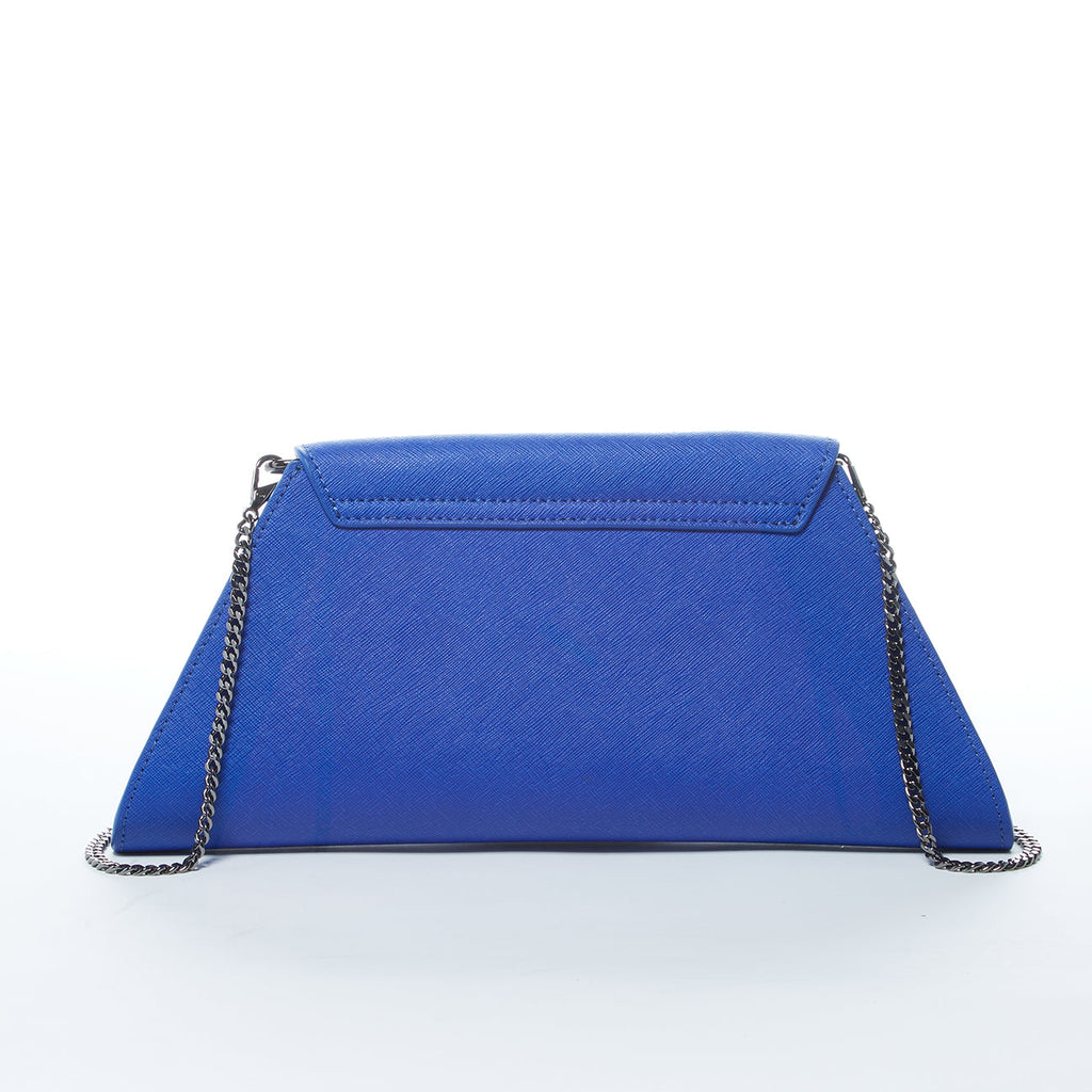 Cobalt Blue Leather Clutch Bag for Evening Wear