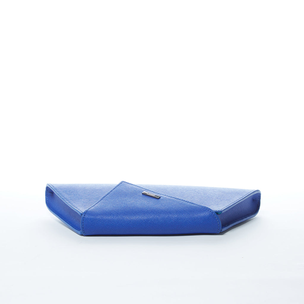 Cobalt Blue Leather Clutch Bag for Evening Wear