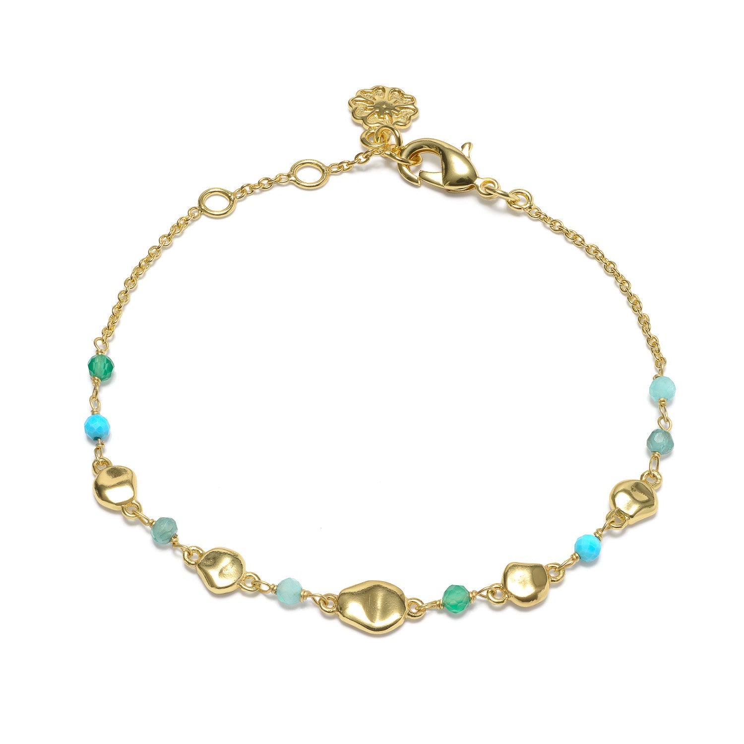 Sofia Nugget Bracelet  Amazonite, Apatite, Turquoise & Green White Jade