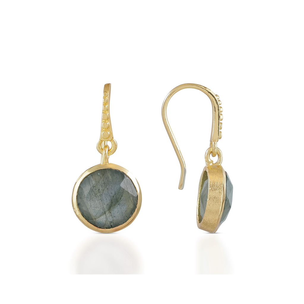 Charis Round Gemstone Earrings Labradorite