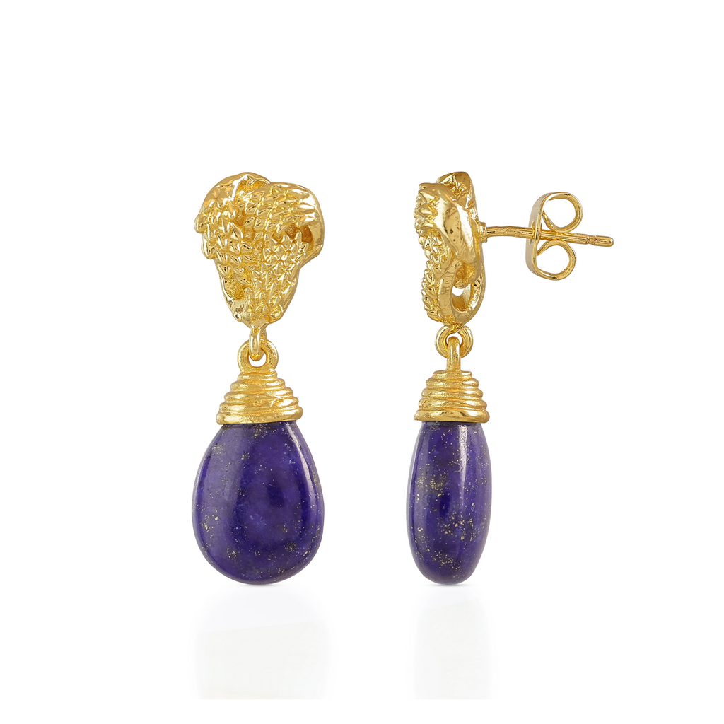 Knot Drop Gemstone Earrings Lapis