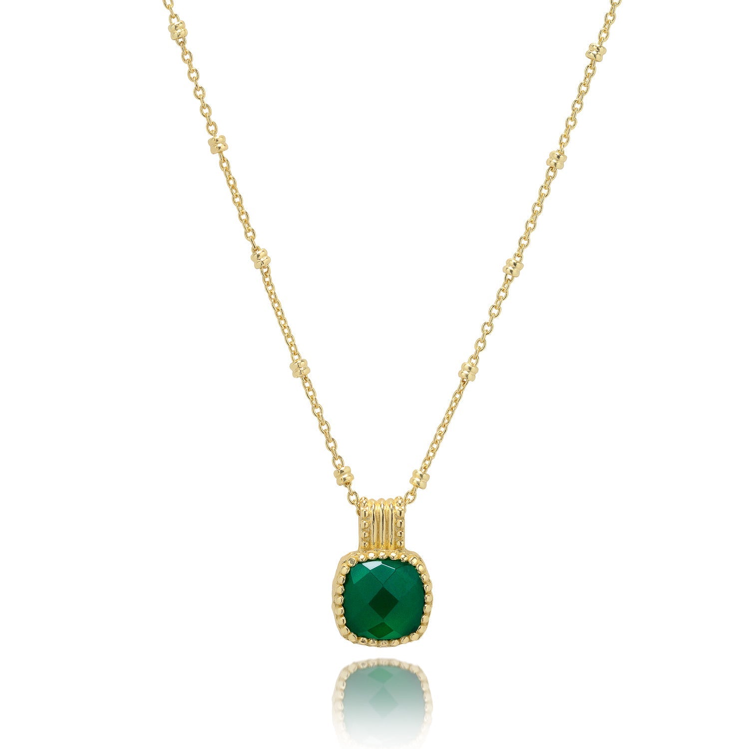 Tetra Square Gemstone Pendant: Green Onyx
