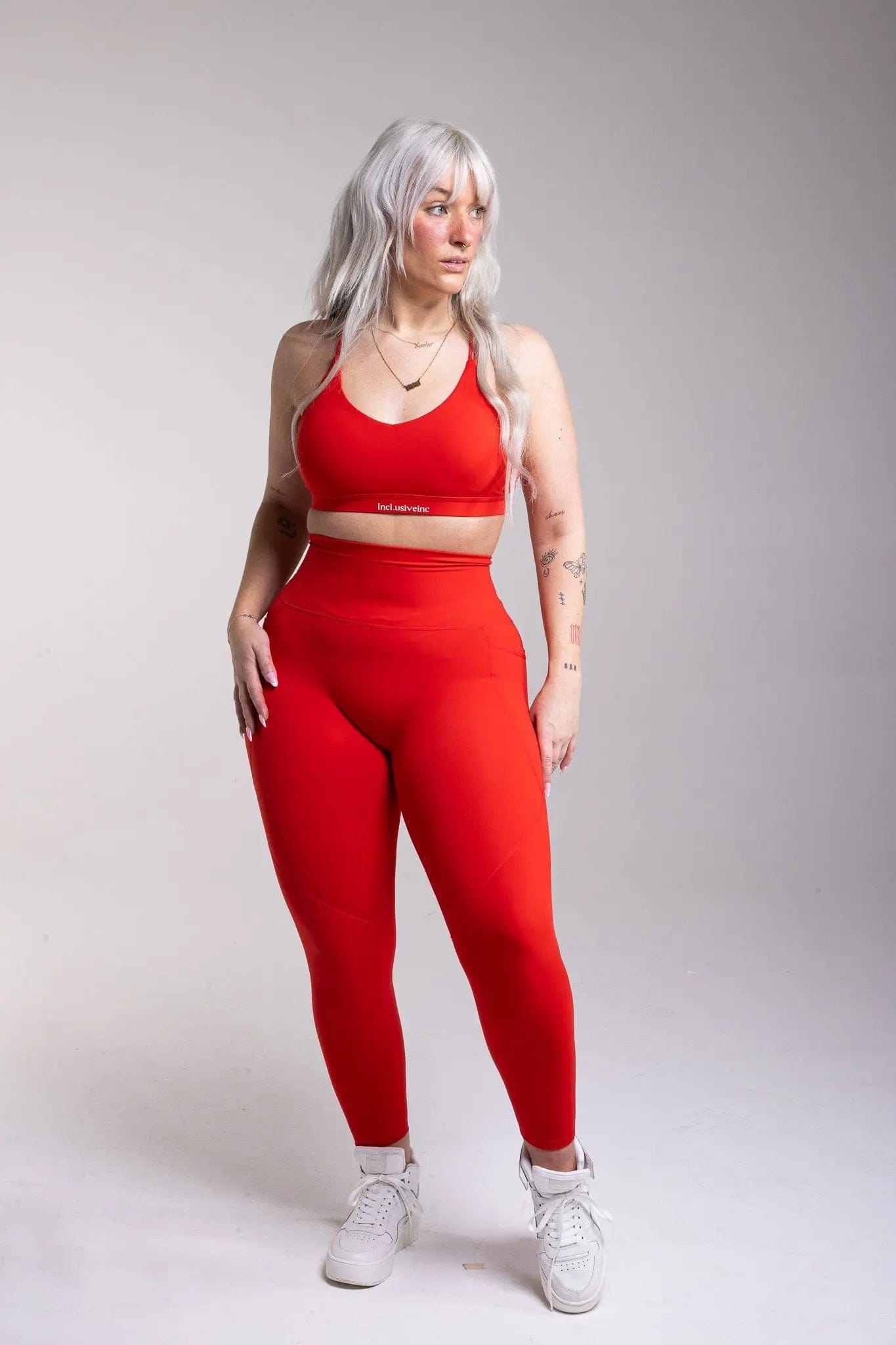 Active Red Leggings with Pockets