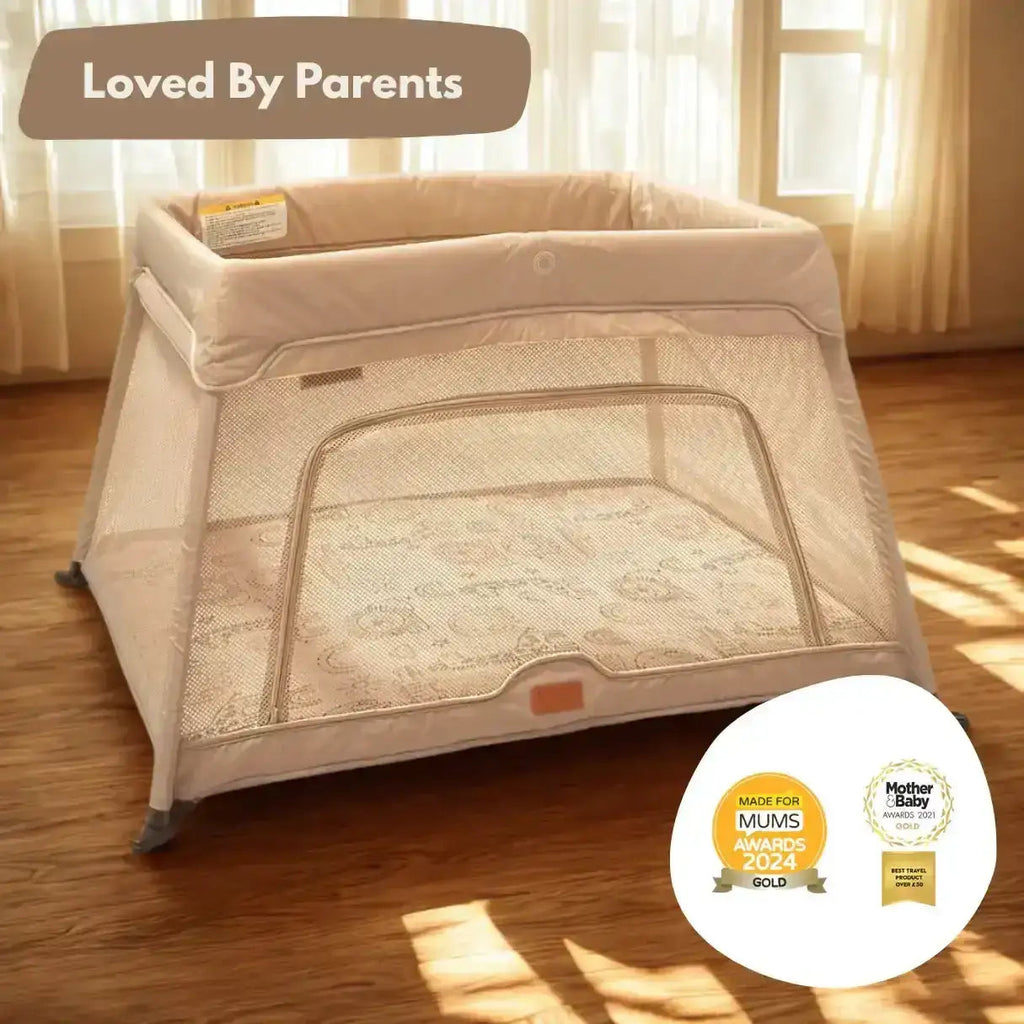 Travel Cot with Newborn Bassinet Insert in Beige
