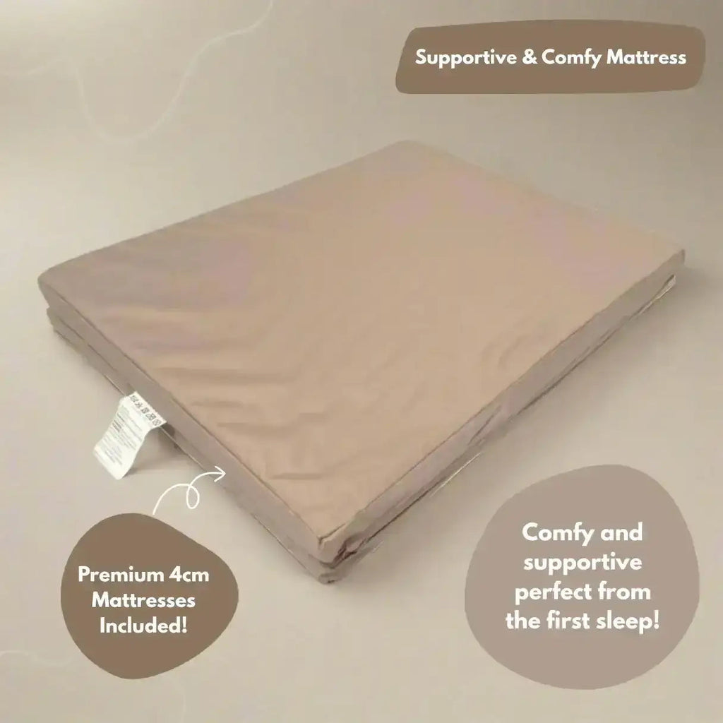 Travel Cot with Newborn Bassinet Insert in Beige