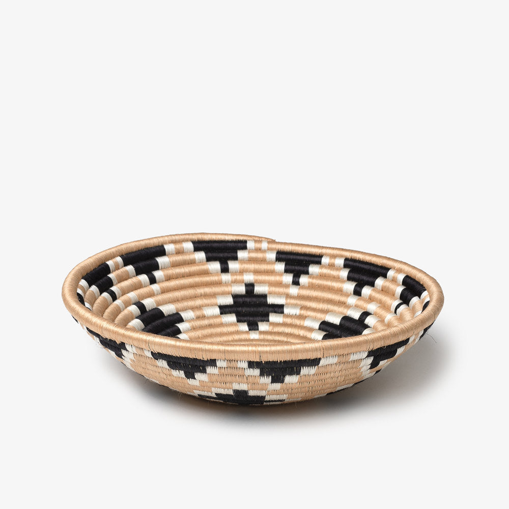 Woven Sisal Bowls in Black Diamonds and Indigo