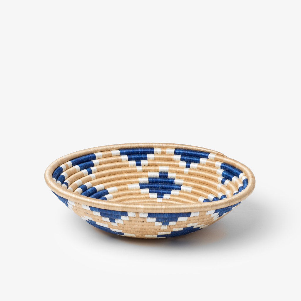 Woven Sisal Bowls in Black Diamonds and Indigo
