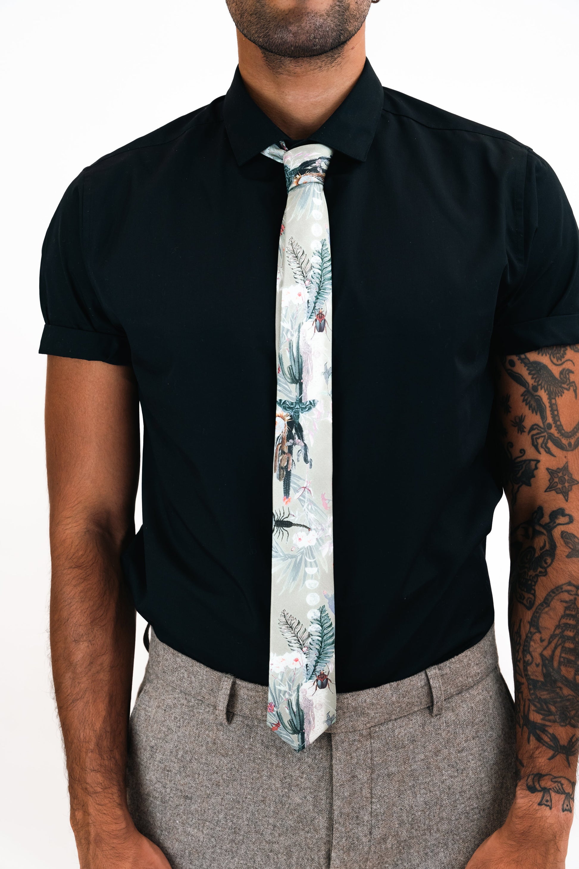 Sage Green Silk Tie with Desert Watercolour Design