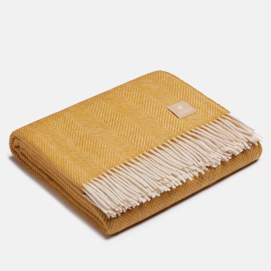 Natural Alpaca Wool Throw - Classic Fishbone