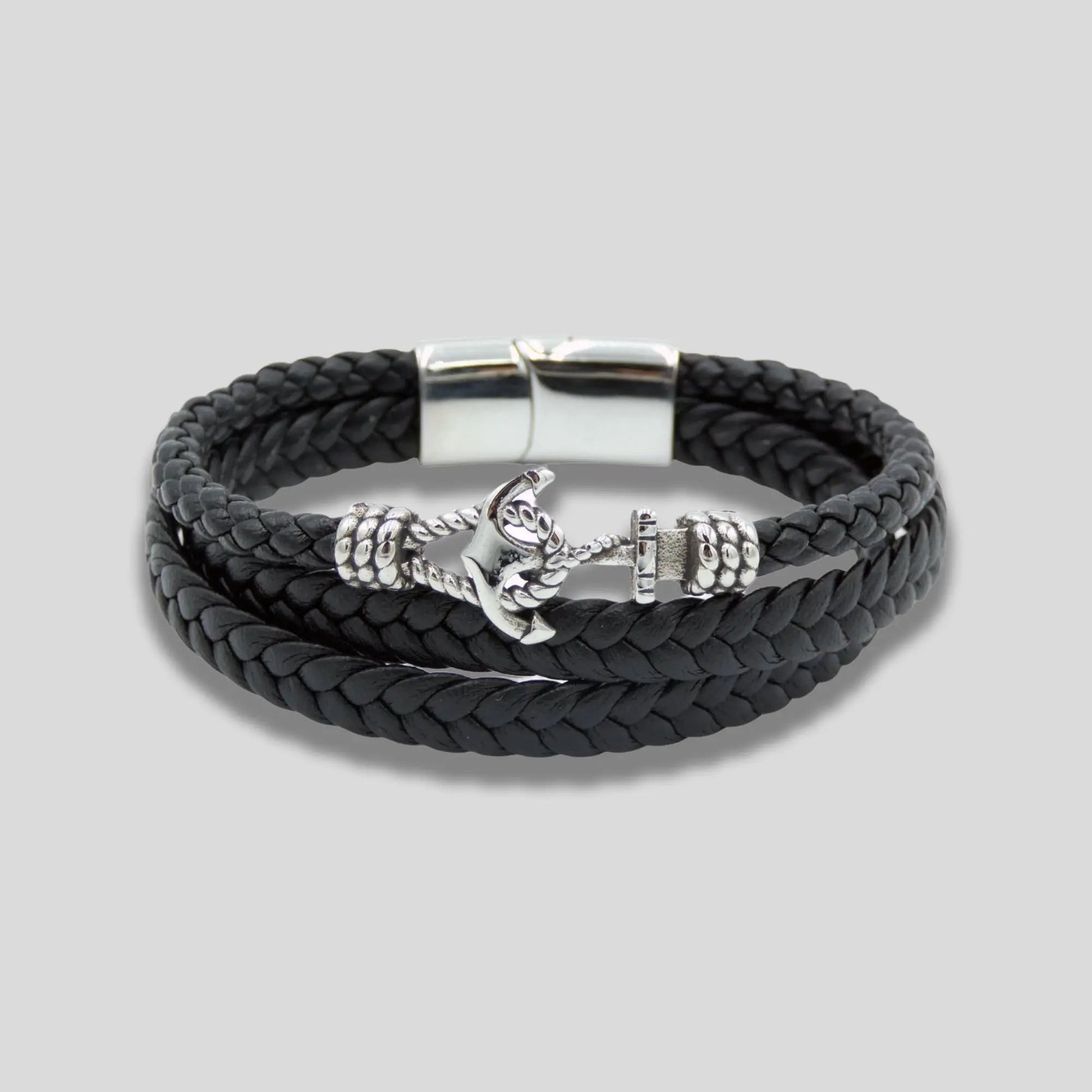 Anchor & Hook Multi-Layer Leather Bracelet