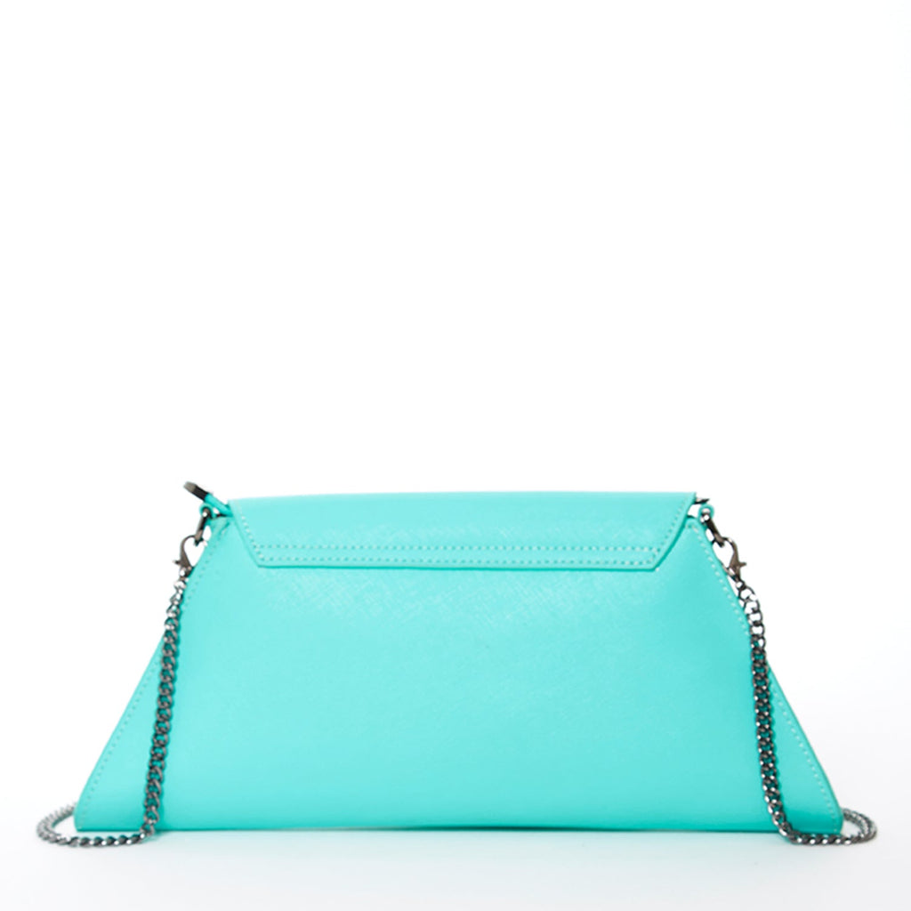 Turquoise Leather Clutch Bag Evening Purse Crossbody Handbag for Women