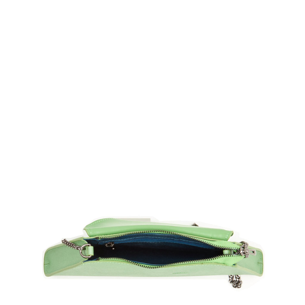 Summer Green Leather Clutch Bag for Evening Wear
