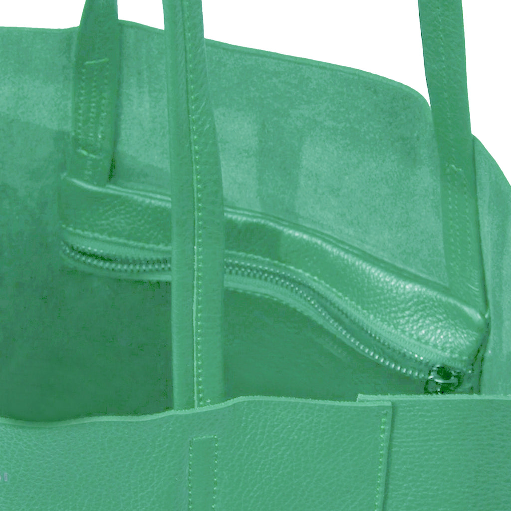 Aqua Pebbled Leather Tote Shopper – Elegant & Versatile by Sostter at brixbailey.com