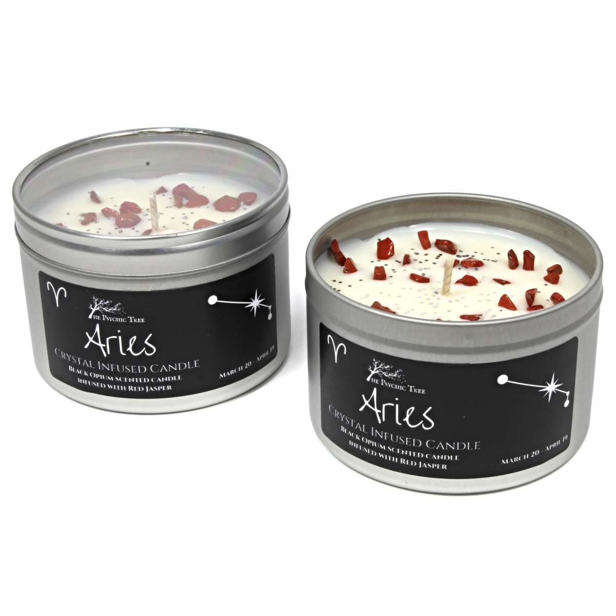 Aries Crystal and Jewellery Scented Zodiac Candle with Red Jasper