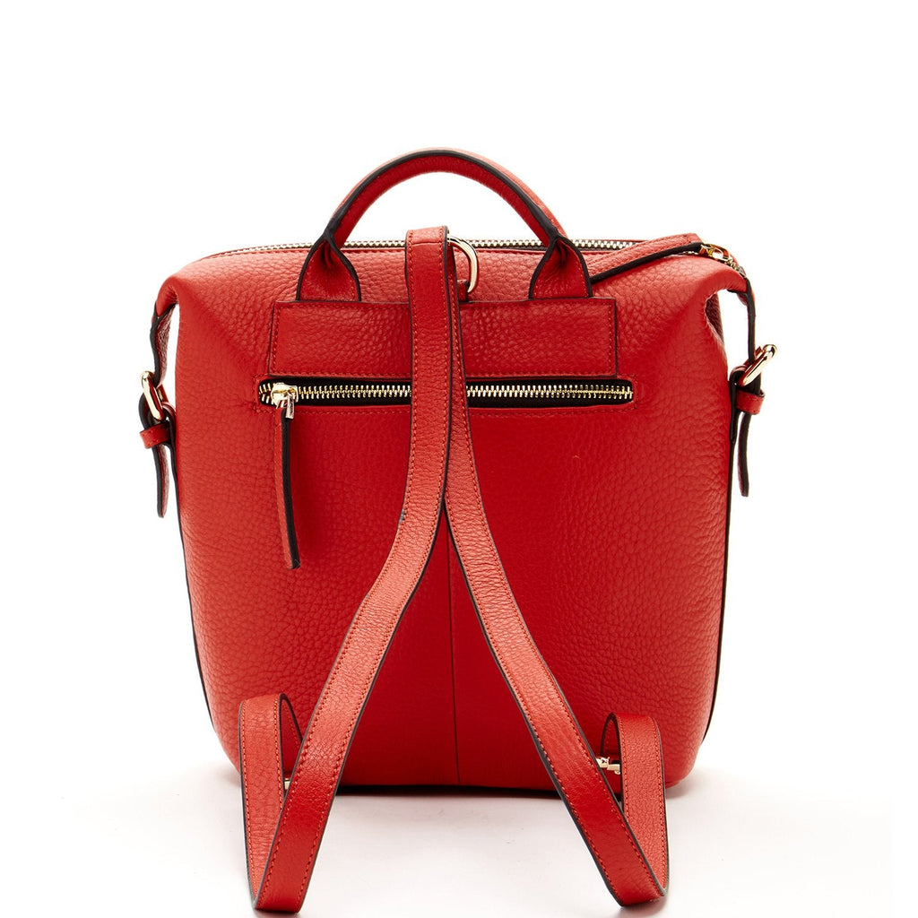 Red Leather Convertible Backpack Crossbody Bag
